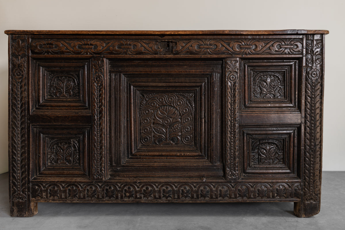 17th Century Carved Yorkshire Oak Coffer (Chest)