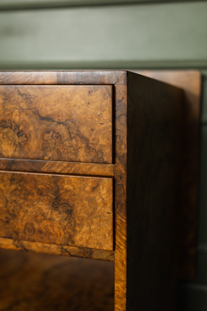 Art Deco Burl Walnut English Sideboard