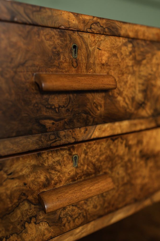 Art Deco Burl Walnut English Sideboard