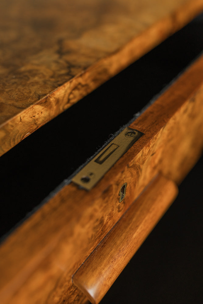 Art Deco Burl Walnut English Sideboard