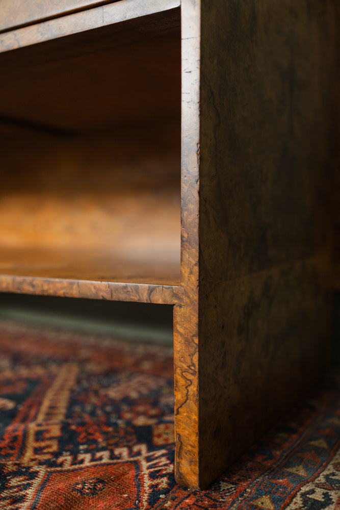 Art Deco Burl Walnut English Sideboard