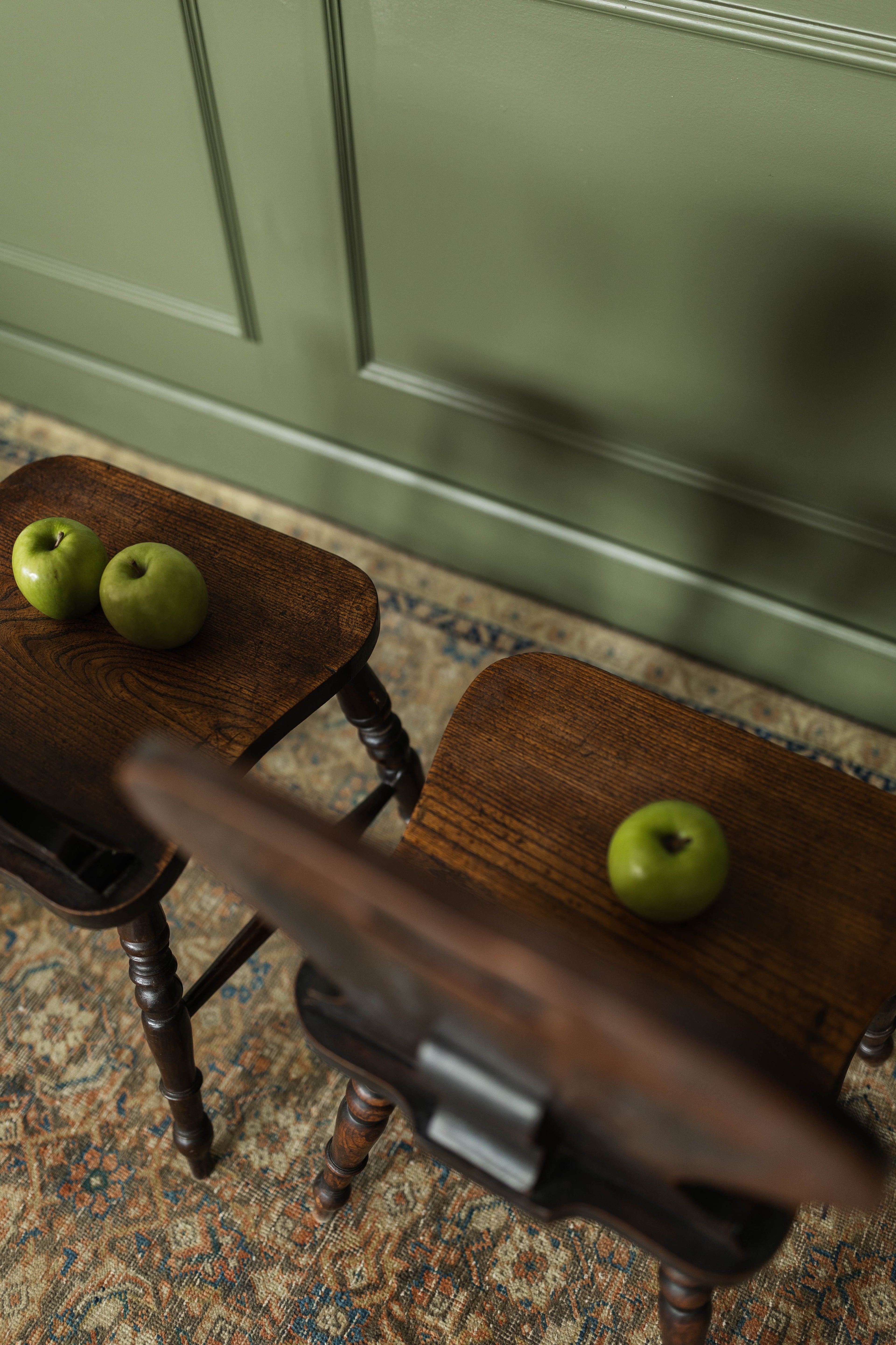 Pair of Victorian Hall Chairs w/ Carved Center Roundels