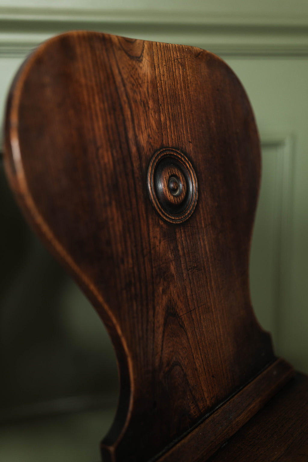Pair of Victorian Hall Chairs w/ Carved Center Roundels
