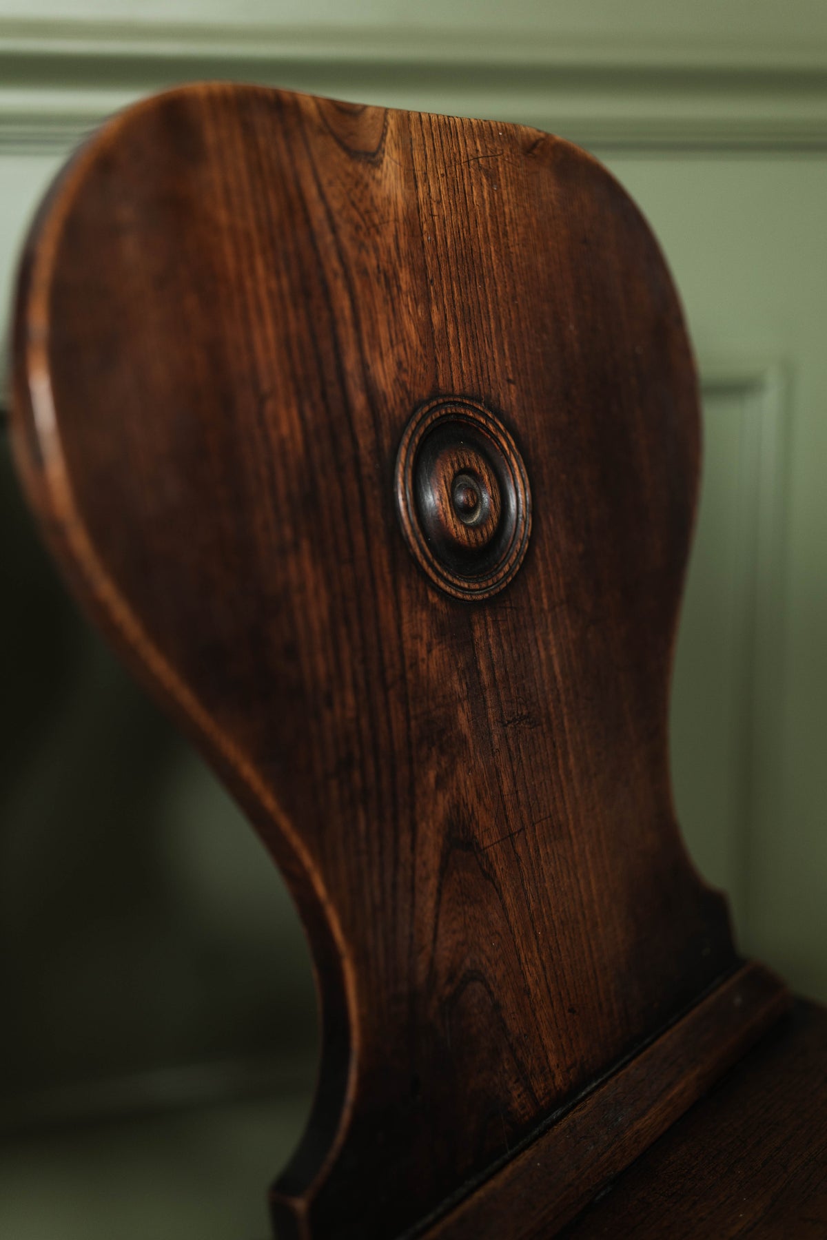Pair of Victorian Hall Chairs w/ Carved Center Roundels