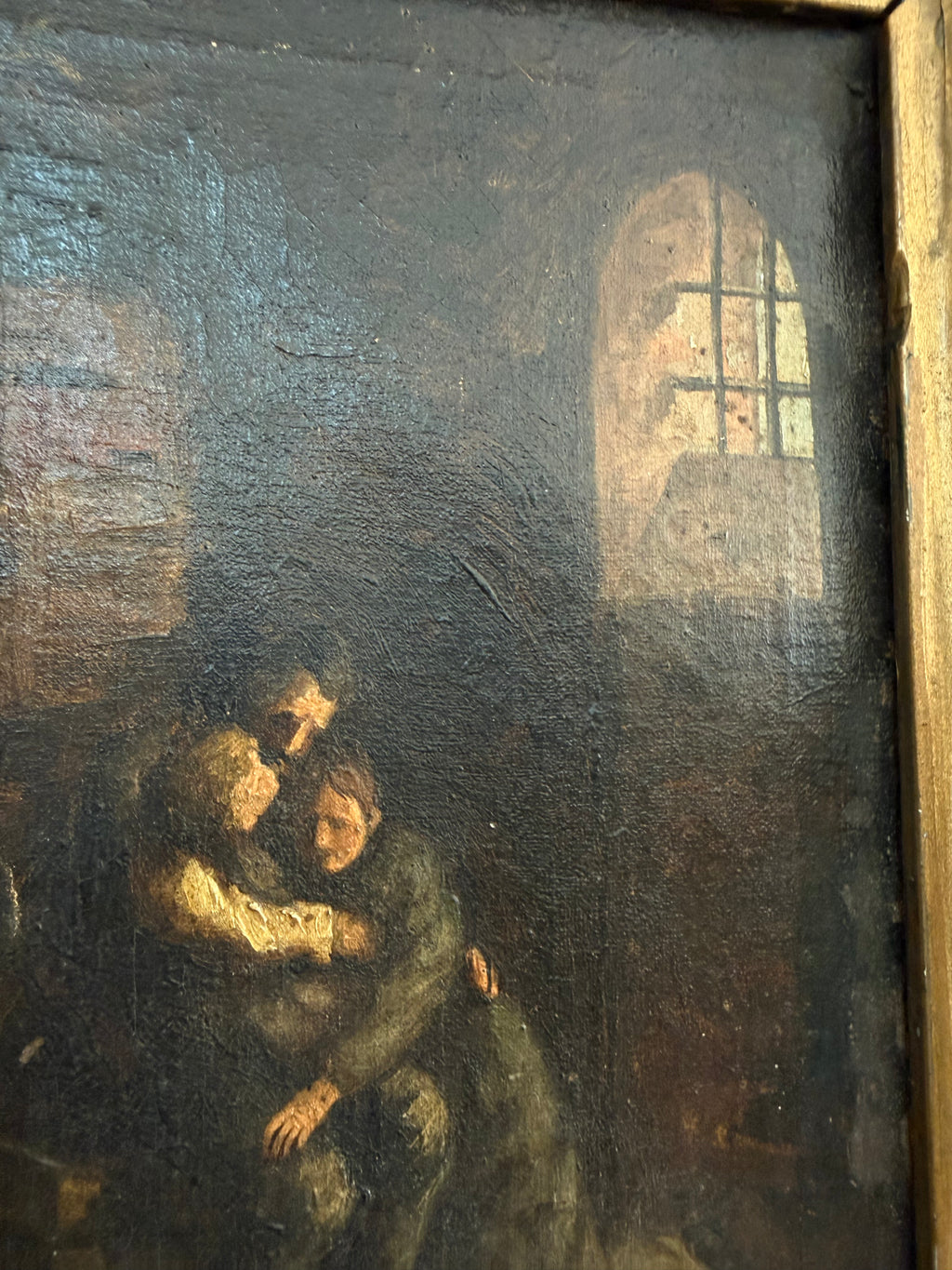 Small French Oil Painting of a Prisoner, 1884