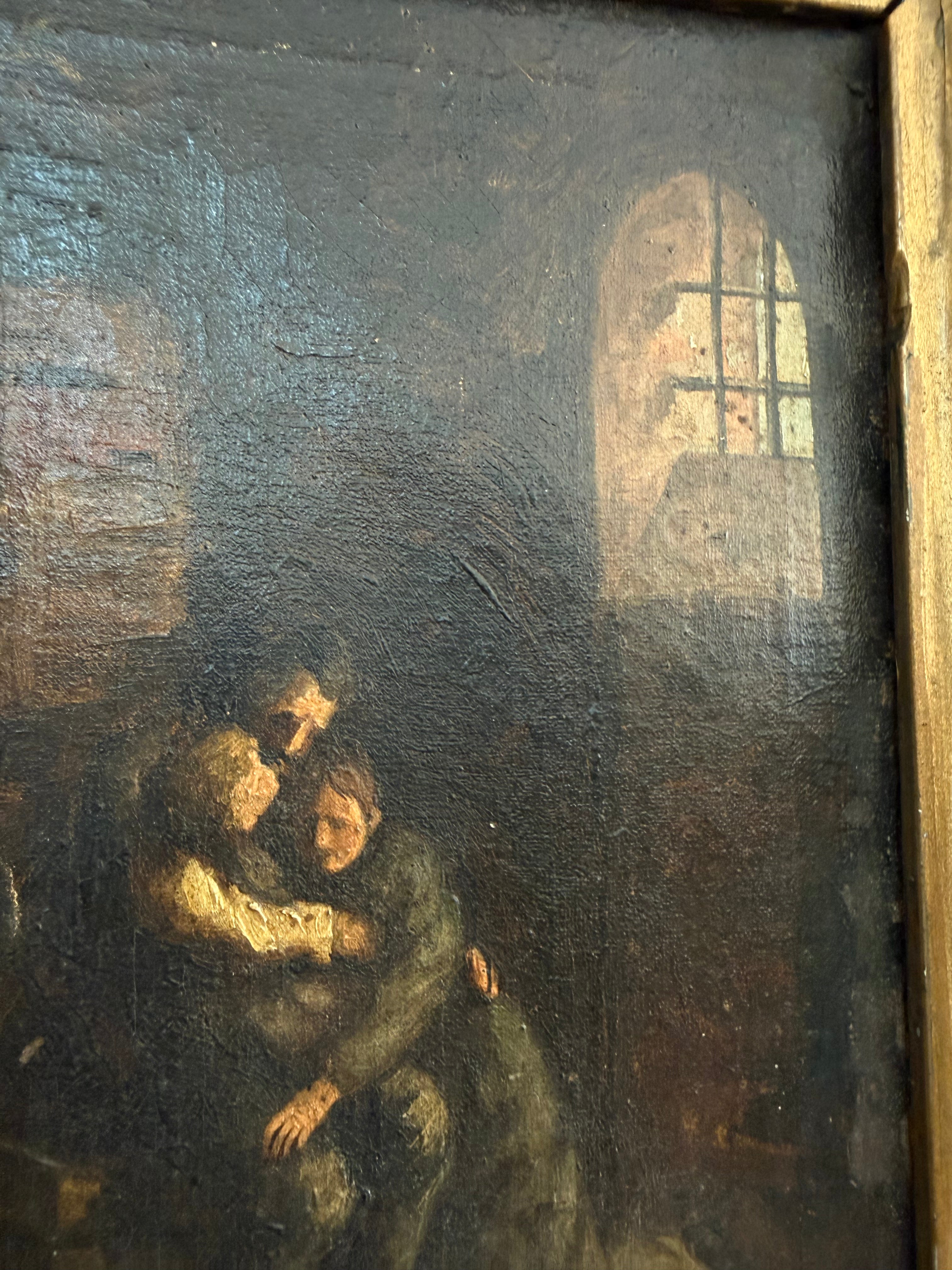 Small French Oil Painting of a Prisoner, 1884