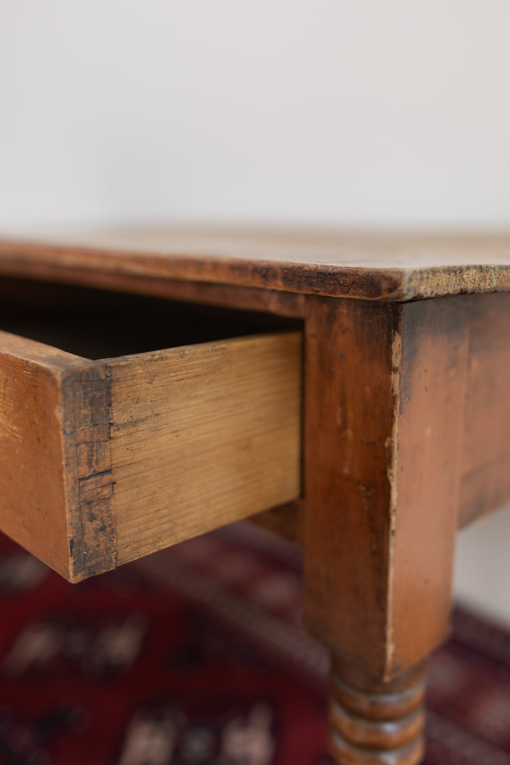 Miniature English Pine Table with Drawer