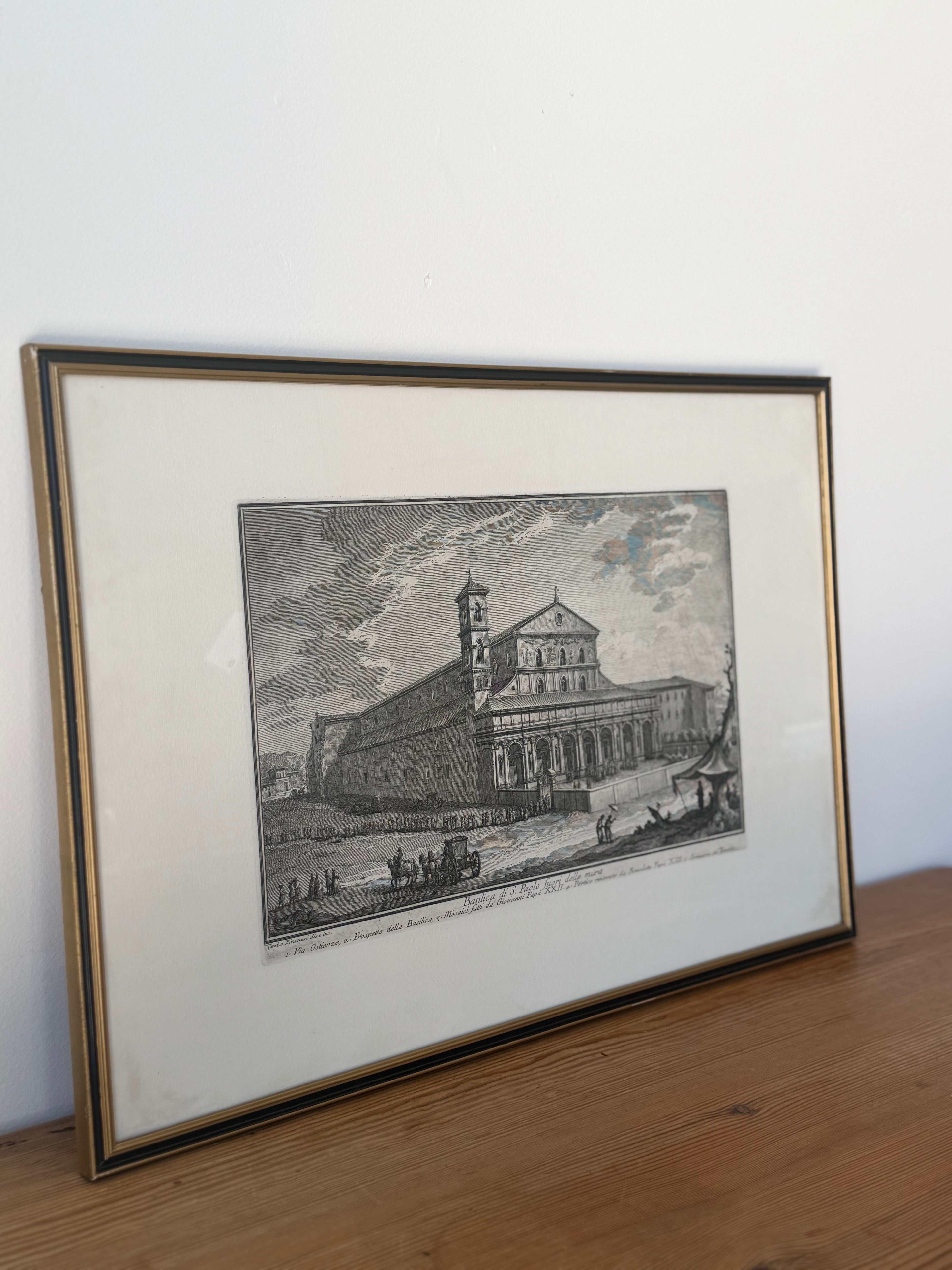 Etching of St. Paul's Basilica, Rome