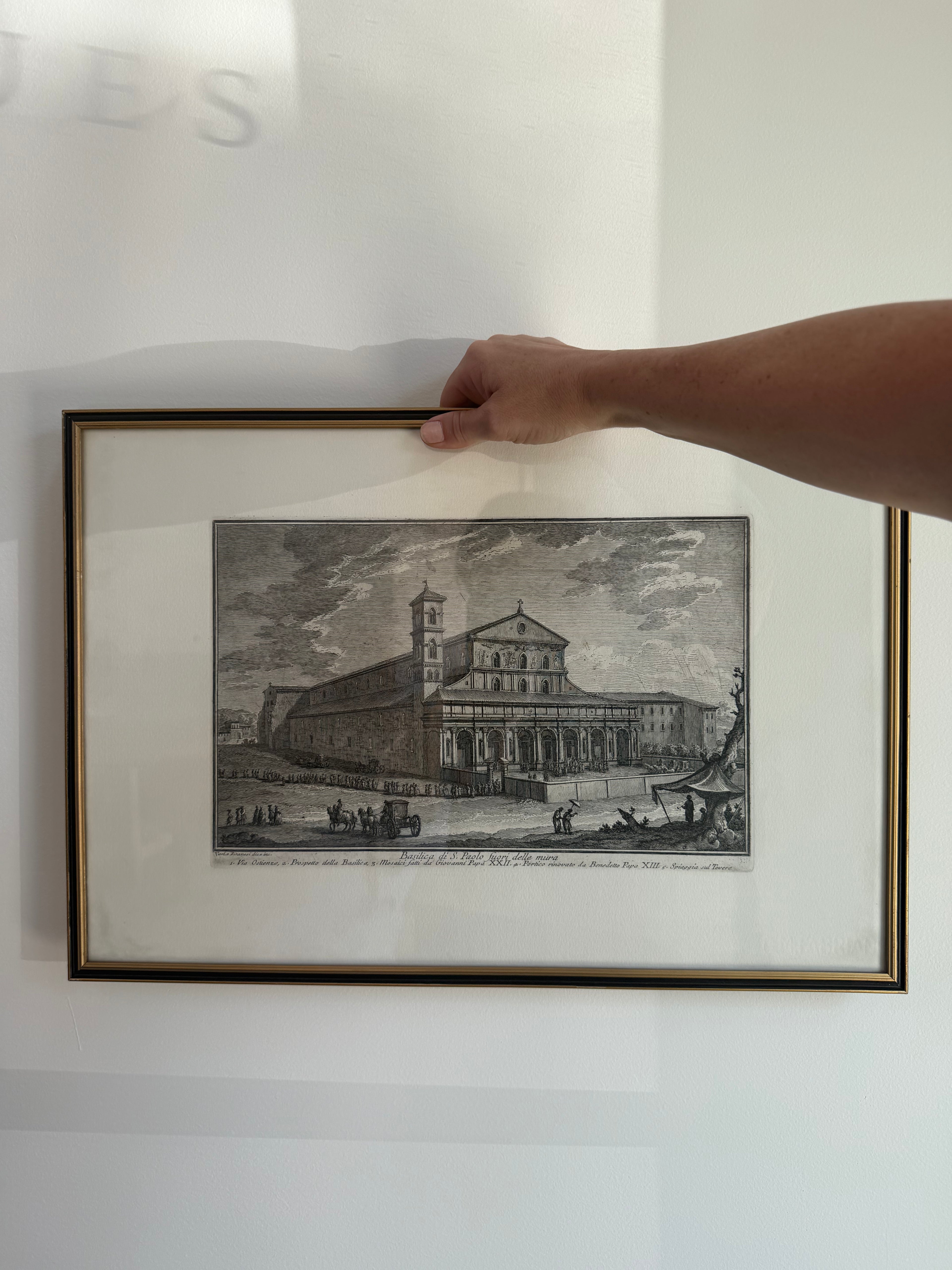 Etching of St. Paul's Basilica, Rome