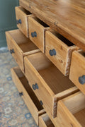 English Pine Chest w/ Many Drawers & Dark Knobs (Modern)