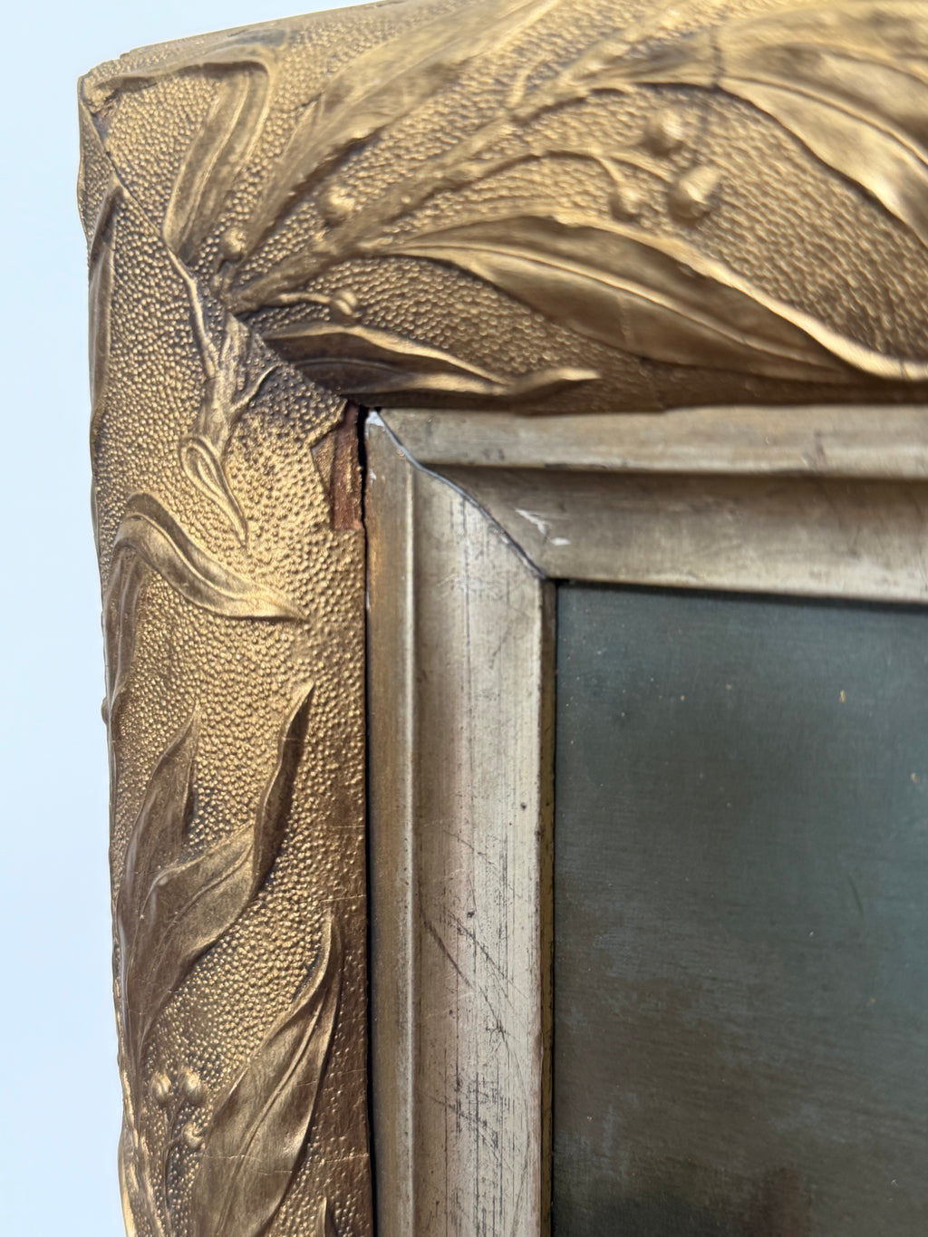 English Oil Painting w/Art Nouveau Frame