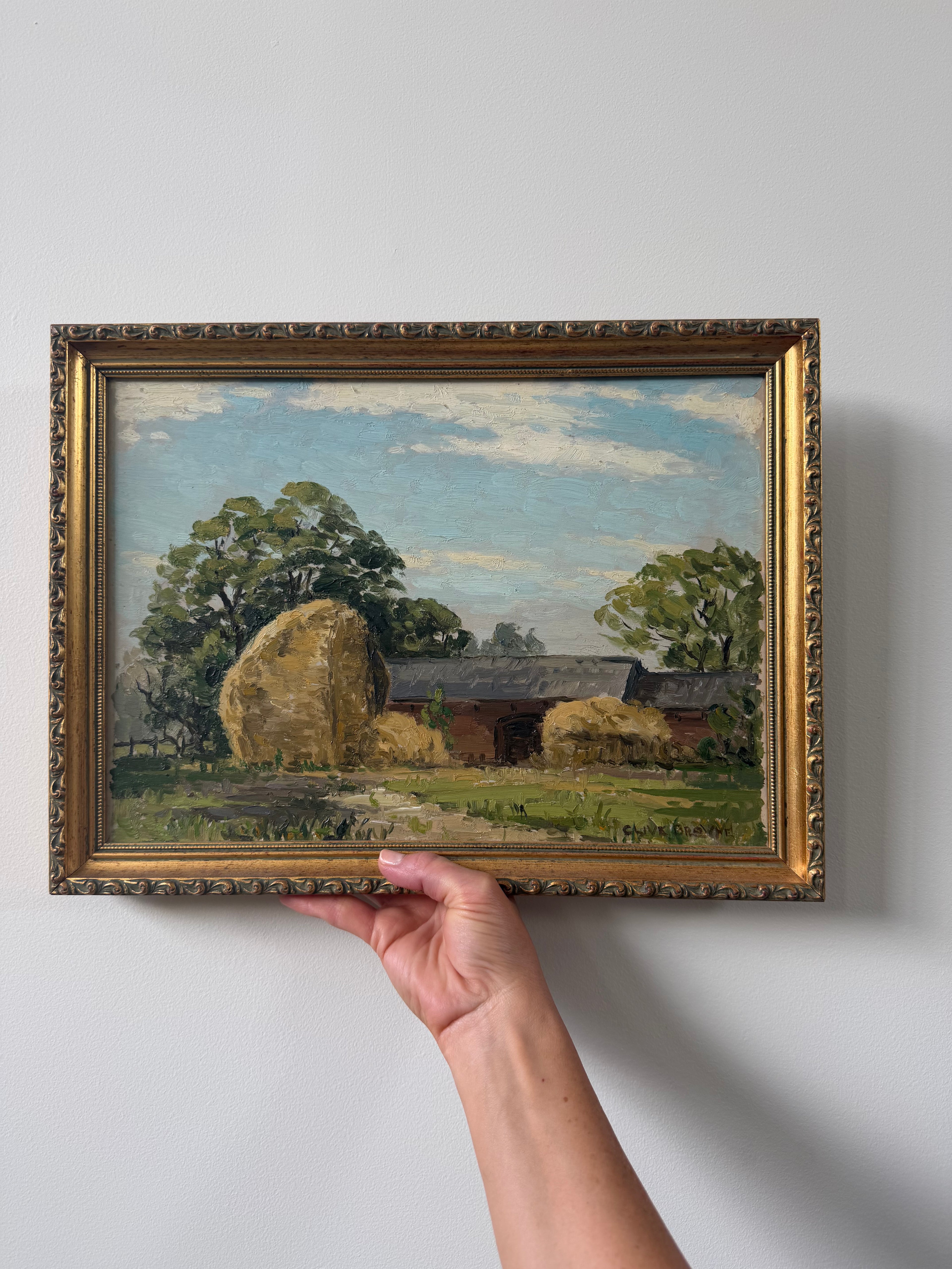 Covenham Haystacks Oil painting, signed