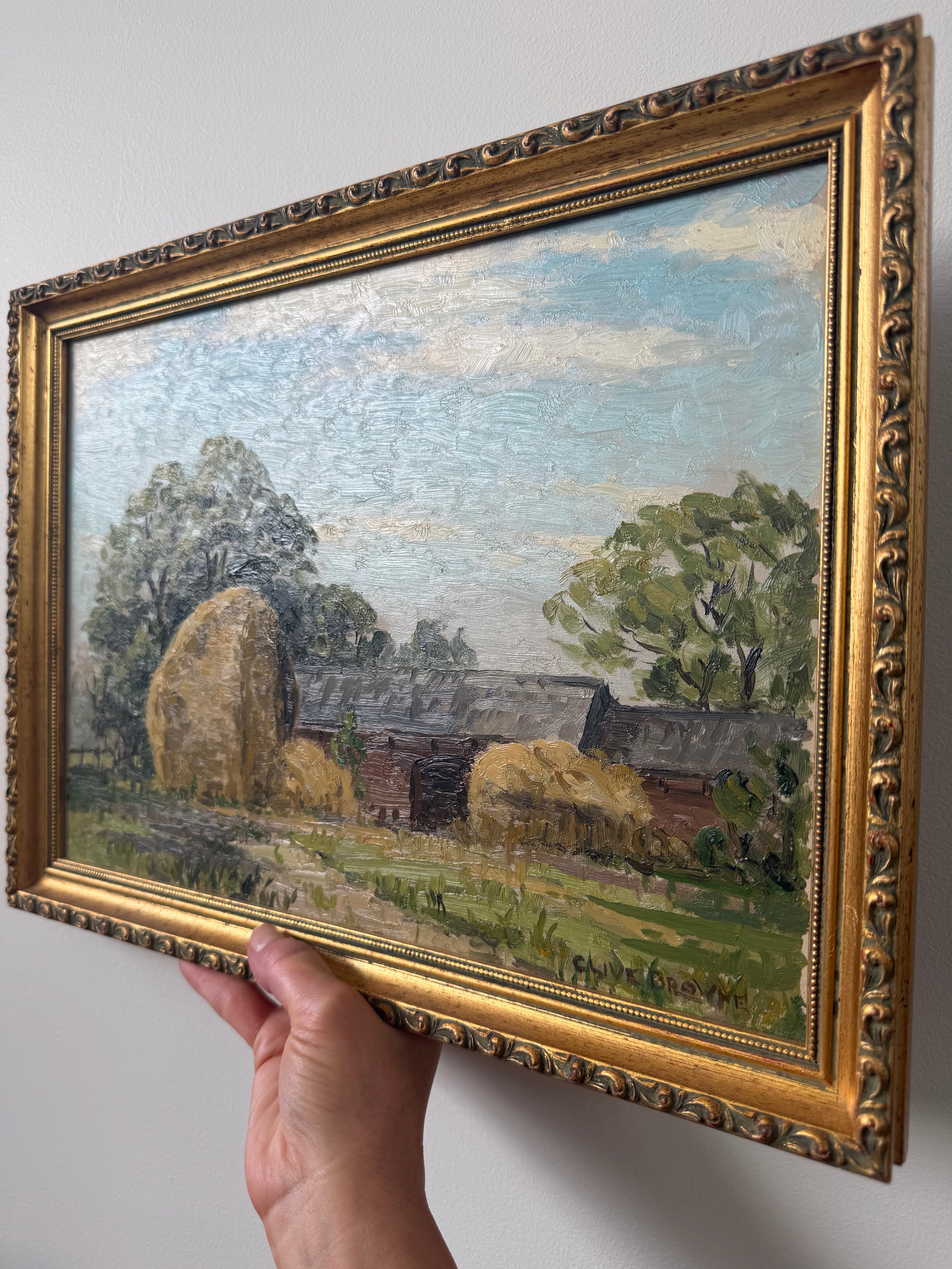 Covenham Haystacks Oil painting, signed