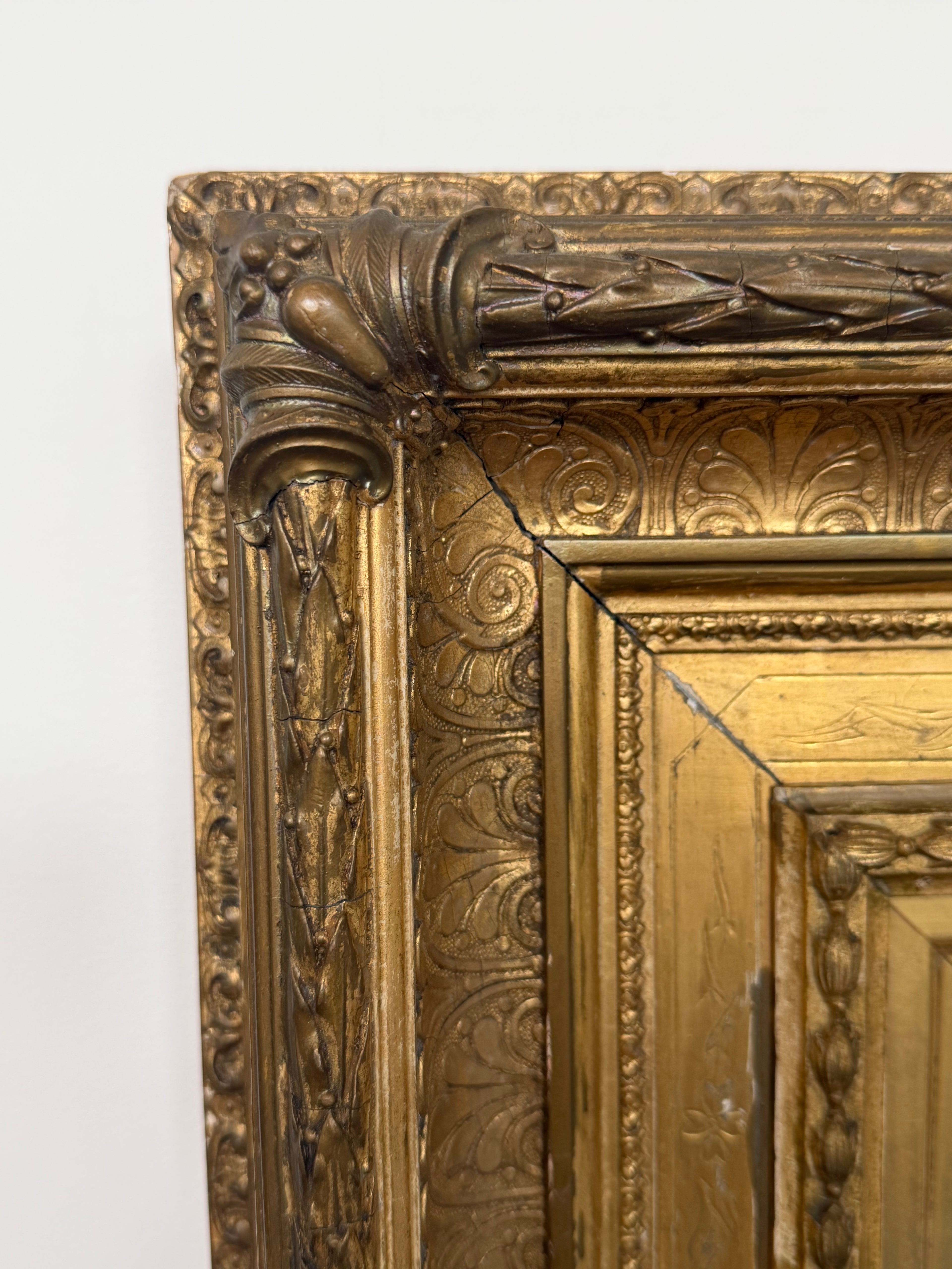 Early 19th C. English Landscape Oil Painting in Elaborate Gilt Frame
