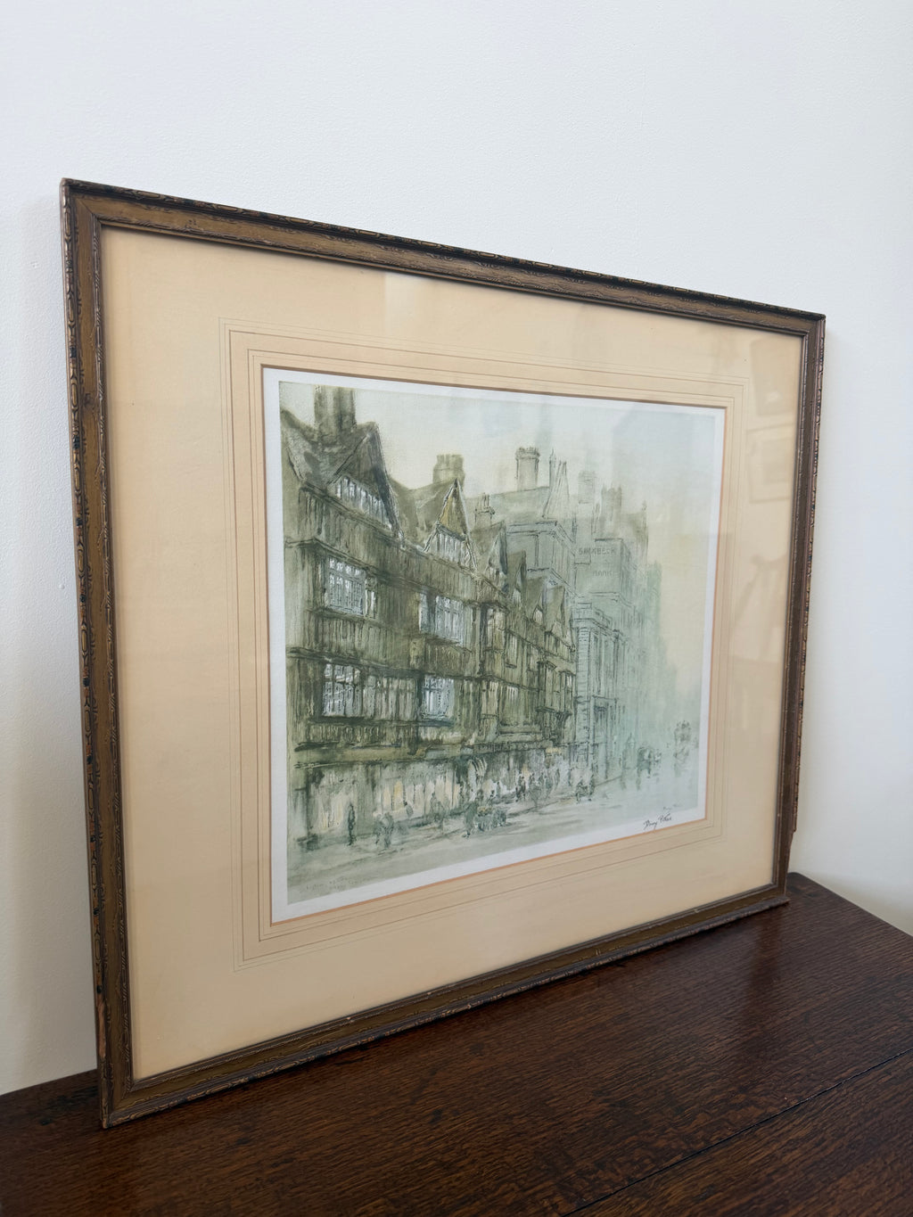 Signed Watercolor Print "Old Houses in Holborn" London