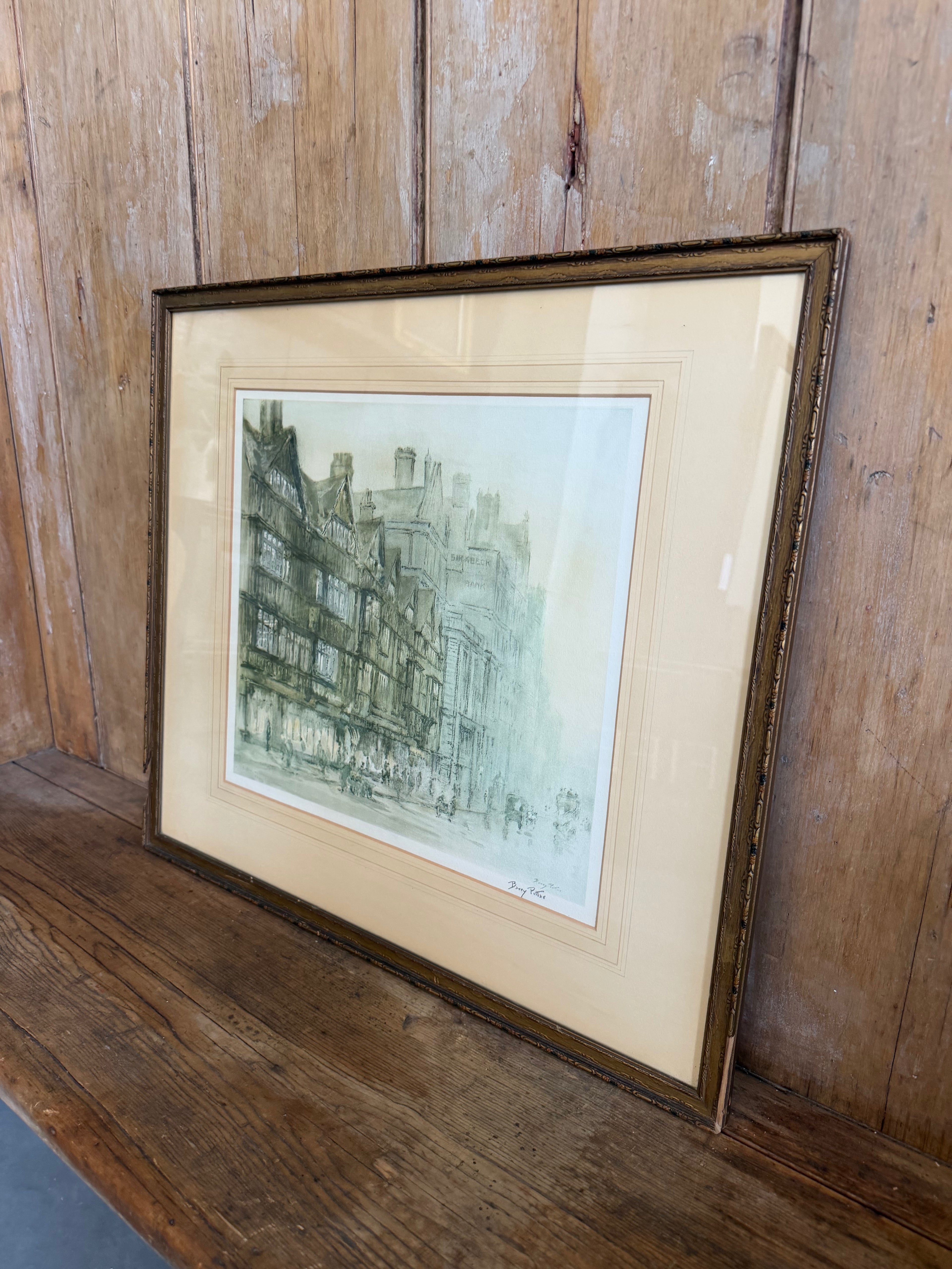 Signed Watercolor Print "Old Houses in Holborn" London