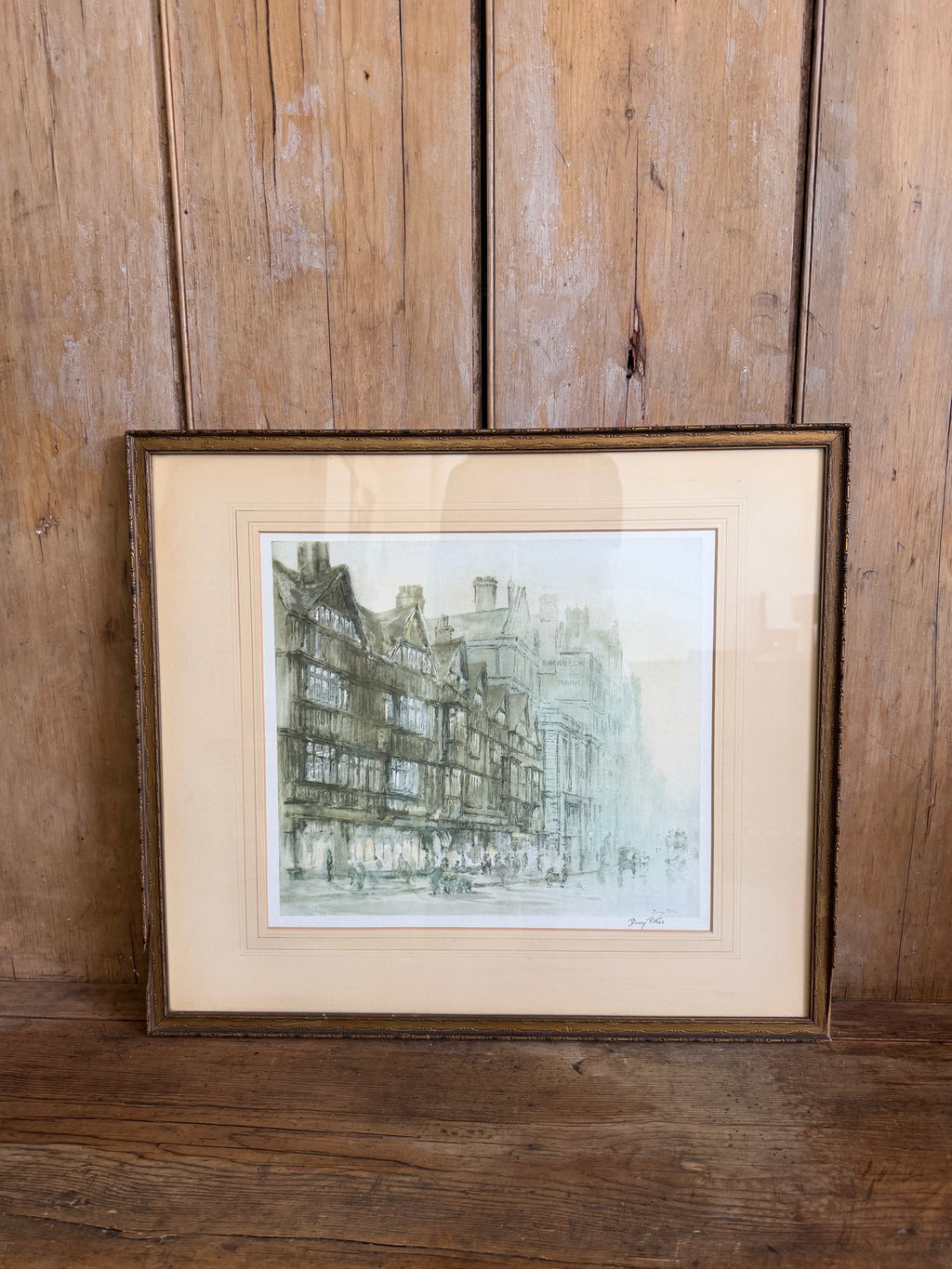 Signed Watercolor Print "Old Houses in Holborn" London