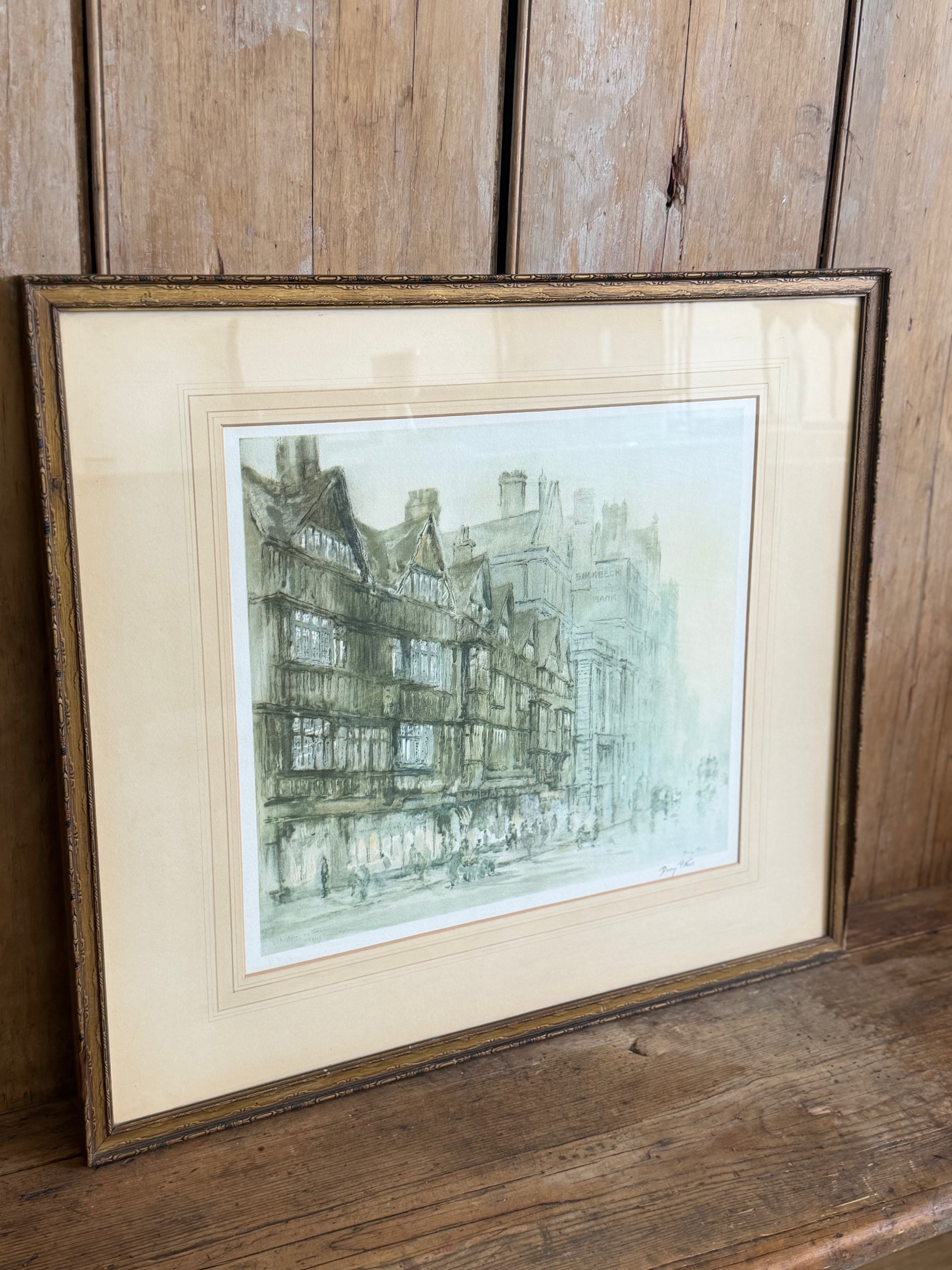 Signed Watercolor Print "Old Houses in Holborn" London