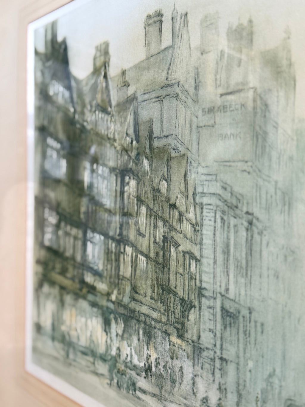 Signed Watercolor Print "Old Houses in Holborn" London