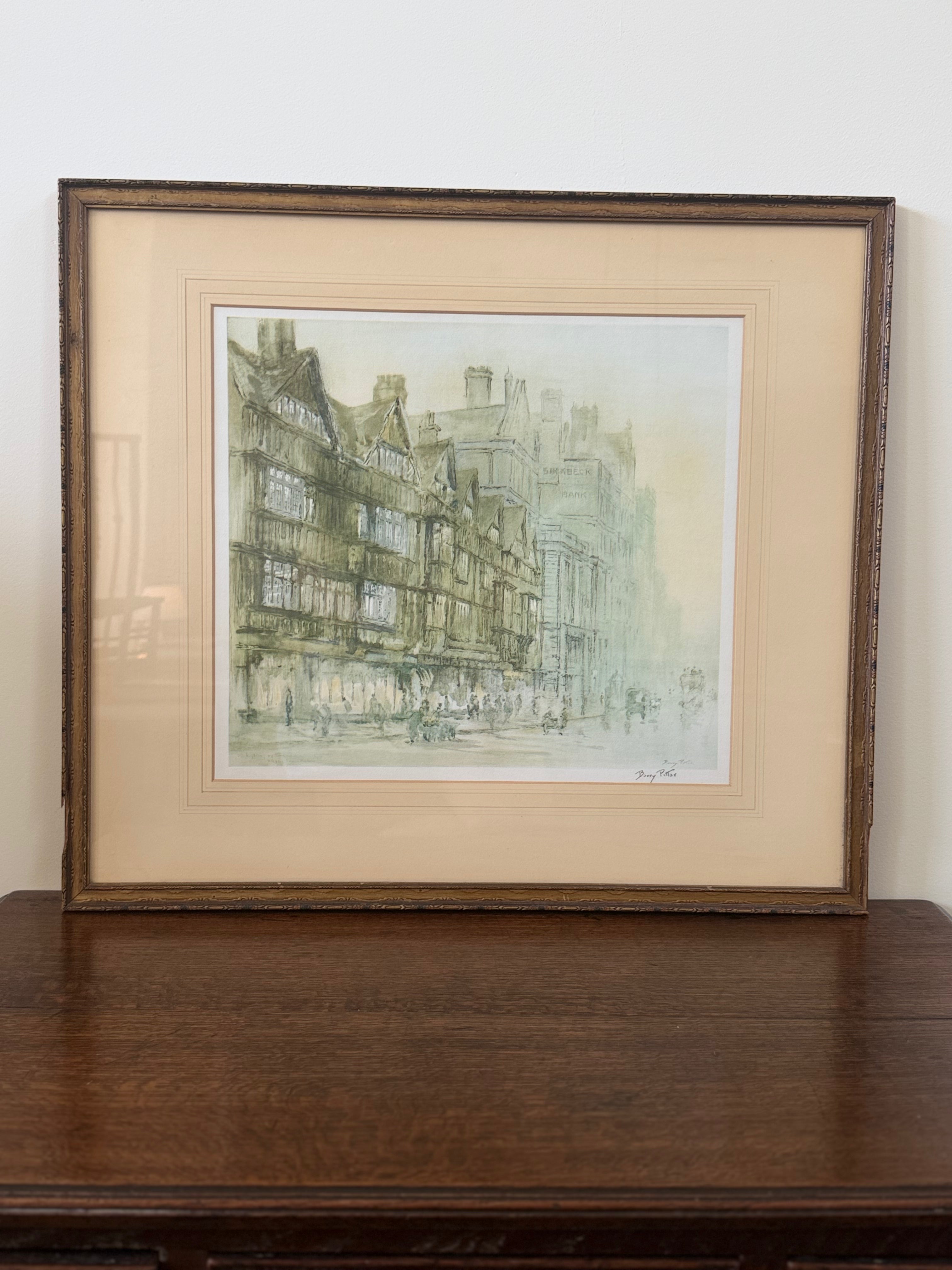 Signed Watercolor Print "Old Houses in Holborn" London