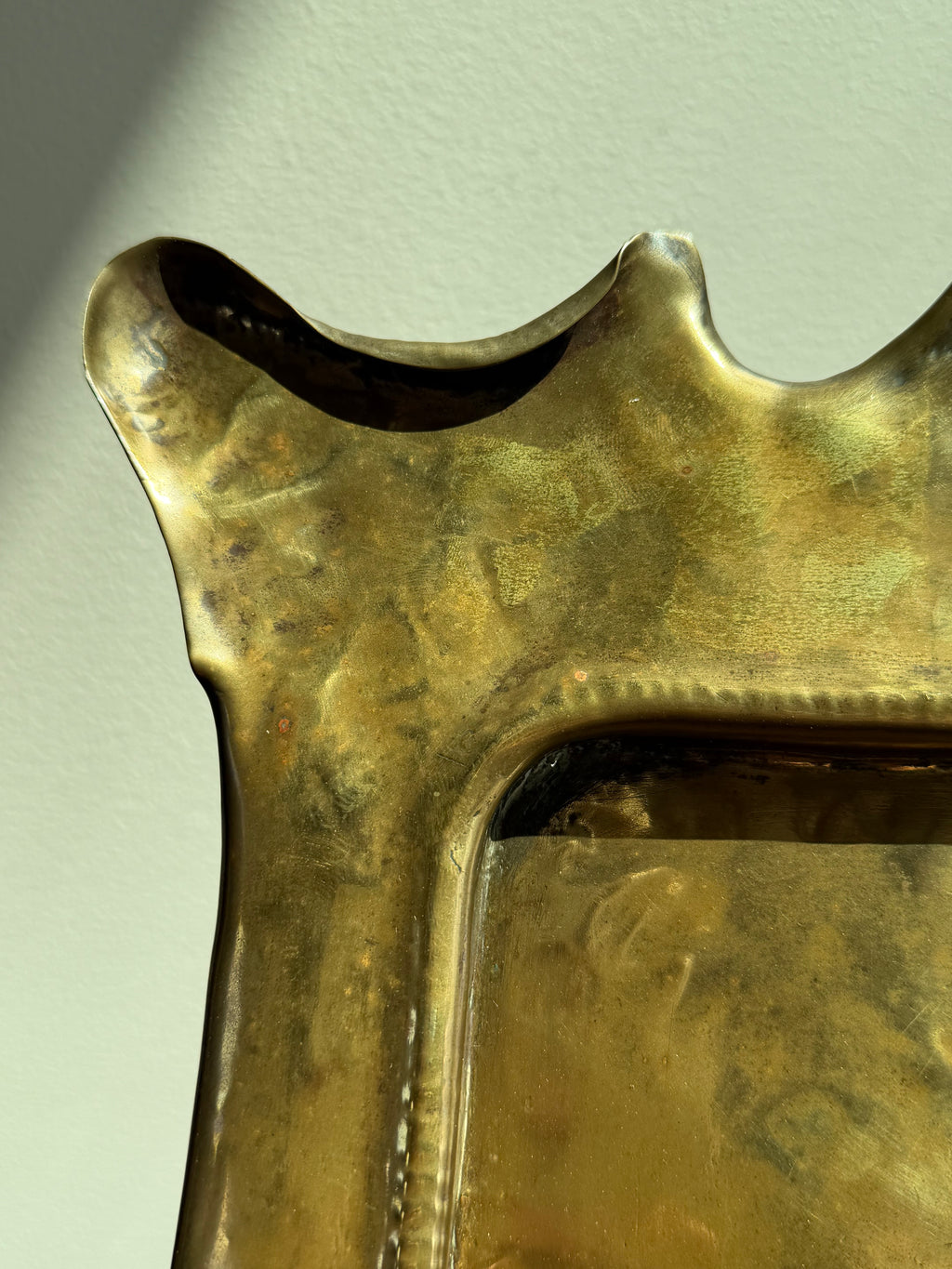 Hand Hammered Brass Tray w/Organic Edge C. 1900
