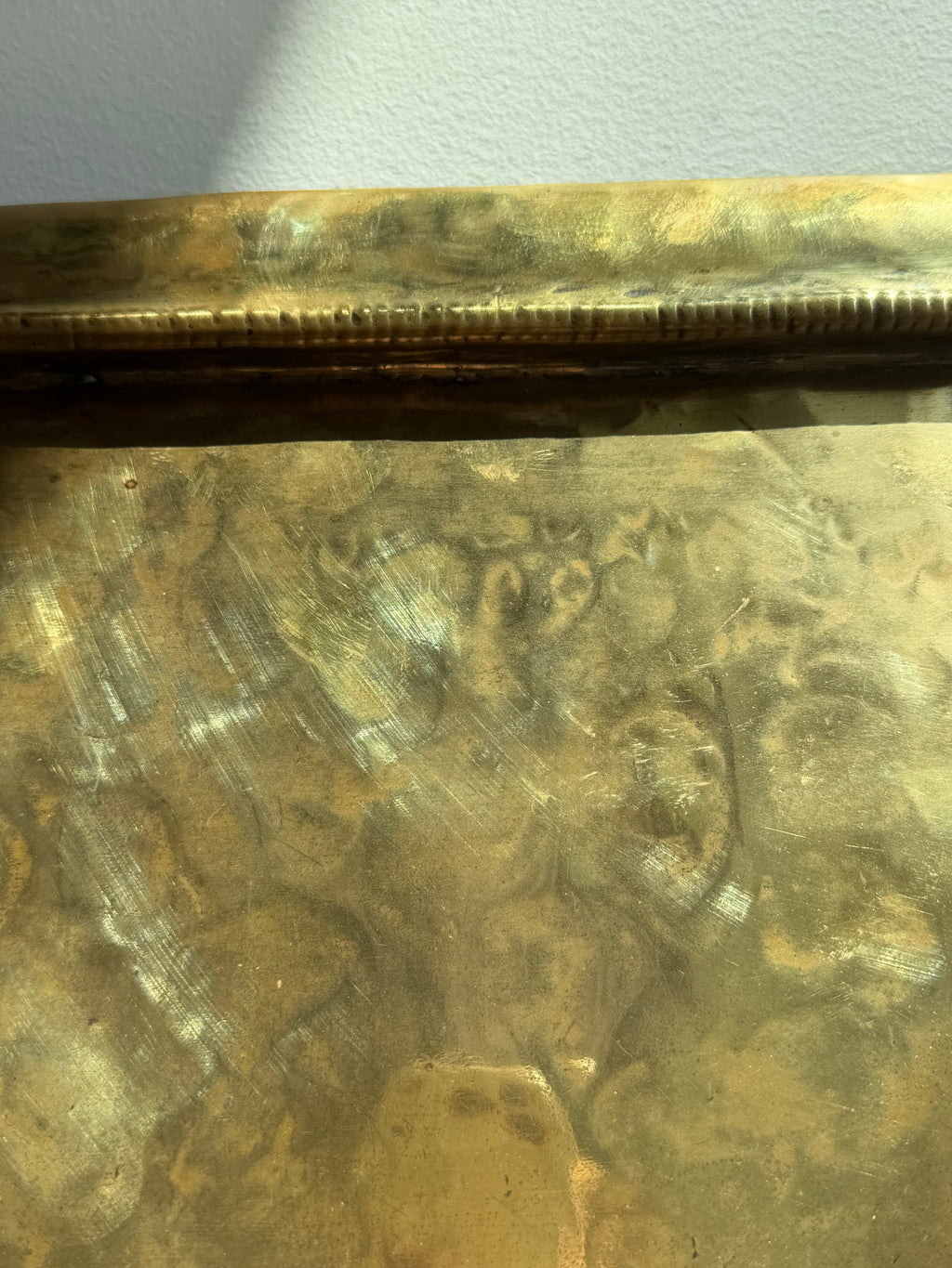 Hand Hammered Brass Tray w/Organic Edge C. 1900