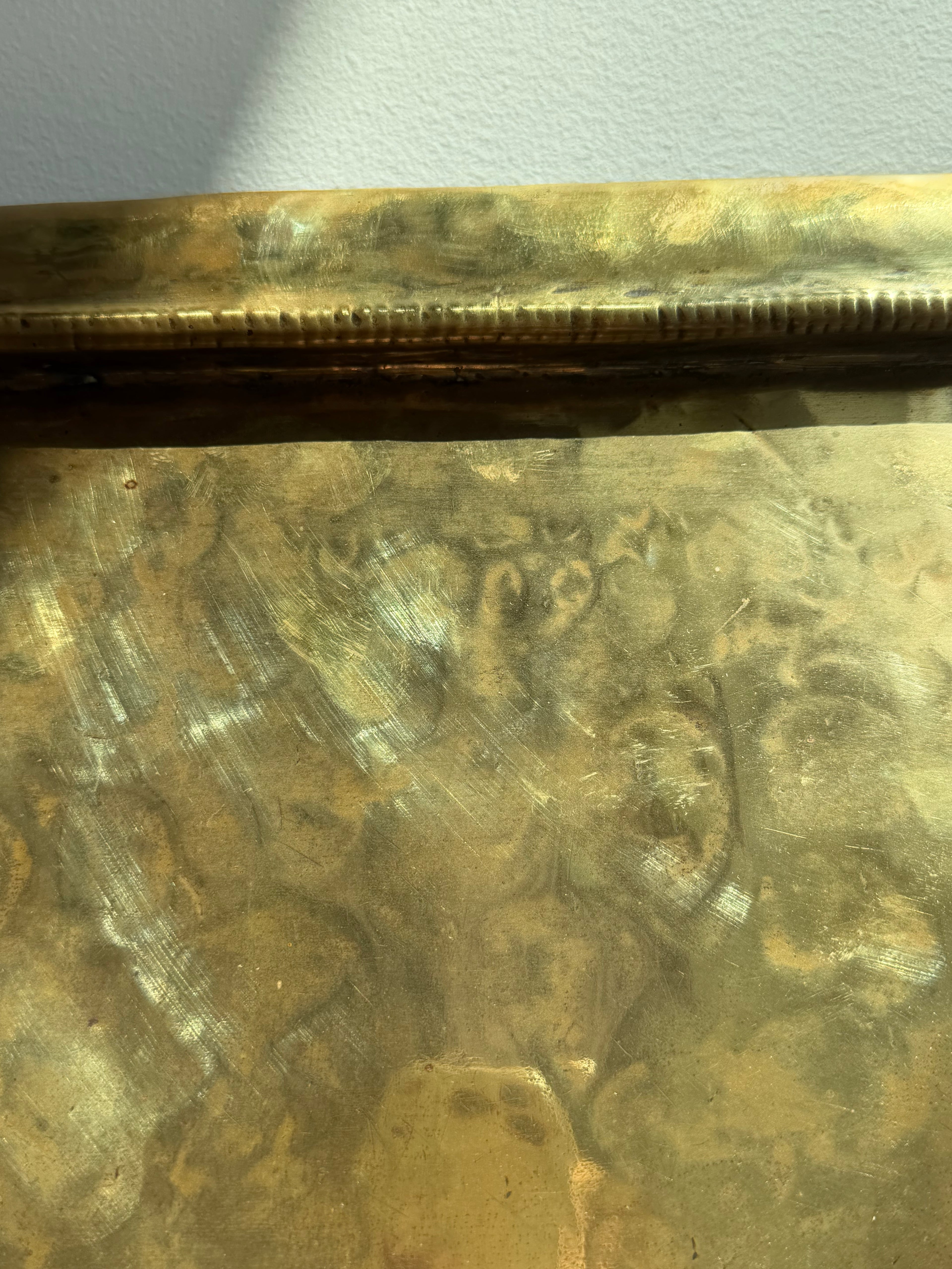 Hand Hammered Brass Tray w/Organic Edge C. 1900