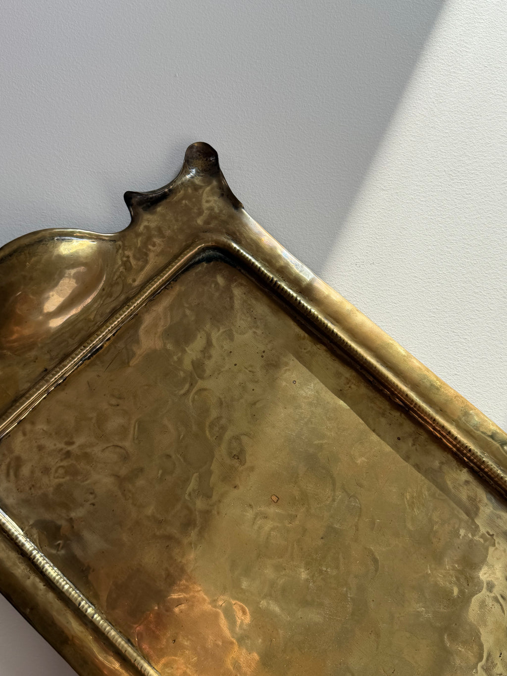 Hand Hammered Brass Tray w/Organic Edge C. 1900