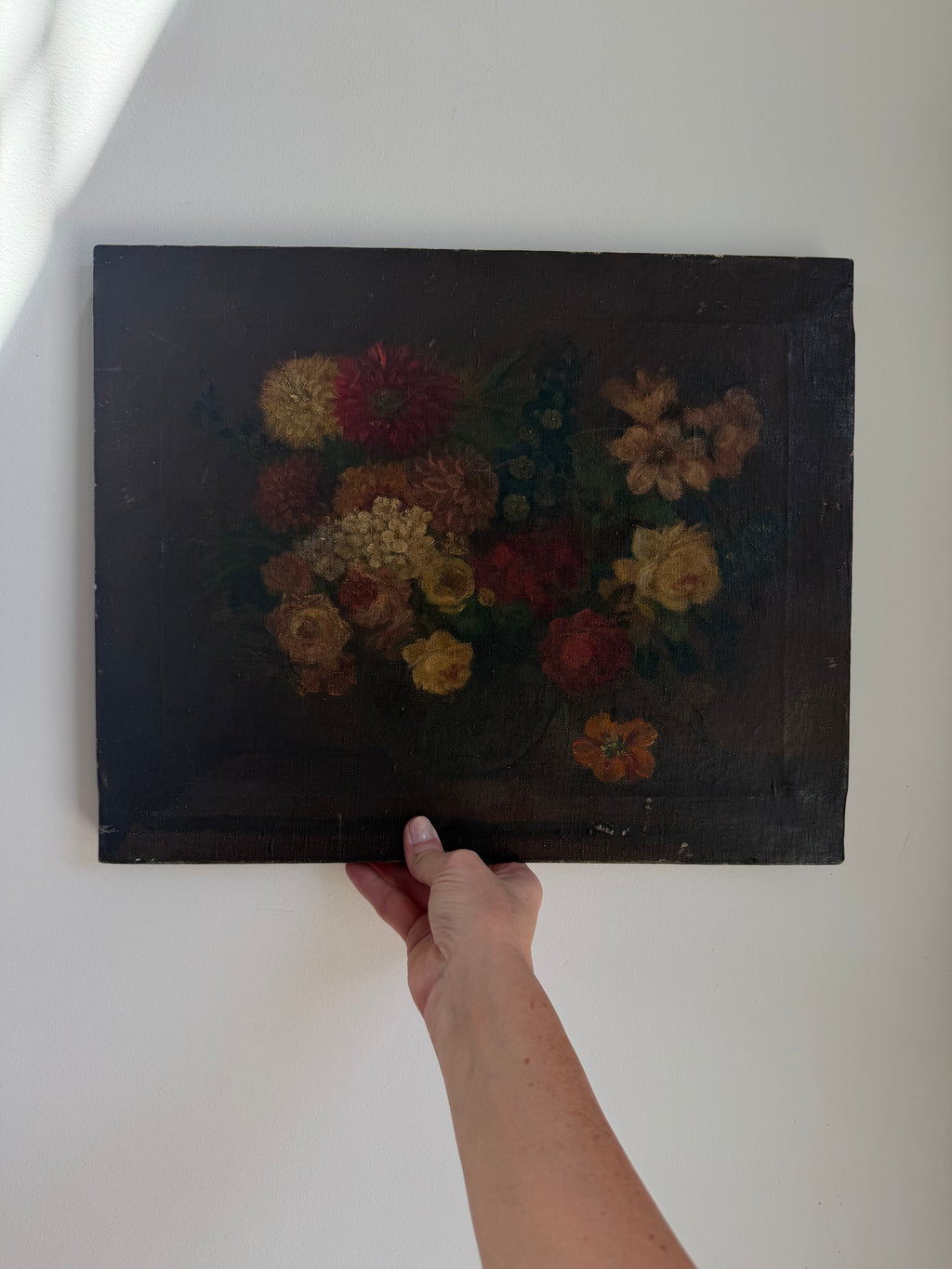 Victorian Still Life of Flowers, Oil on Canvas