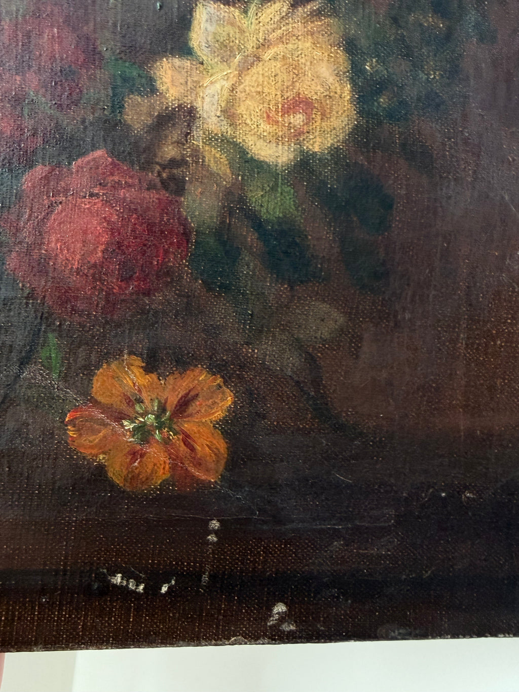 Victorian Still Life of Flowers, Oil on Canvas