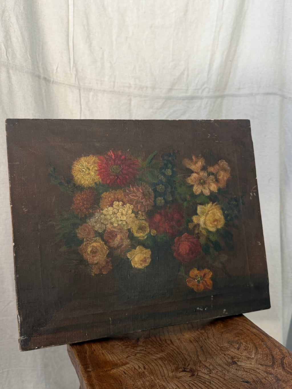 Victorian Still Life of Flowers, Oil on Canvas