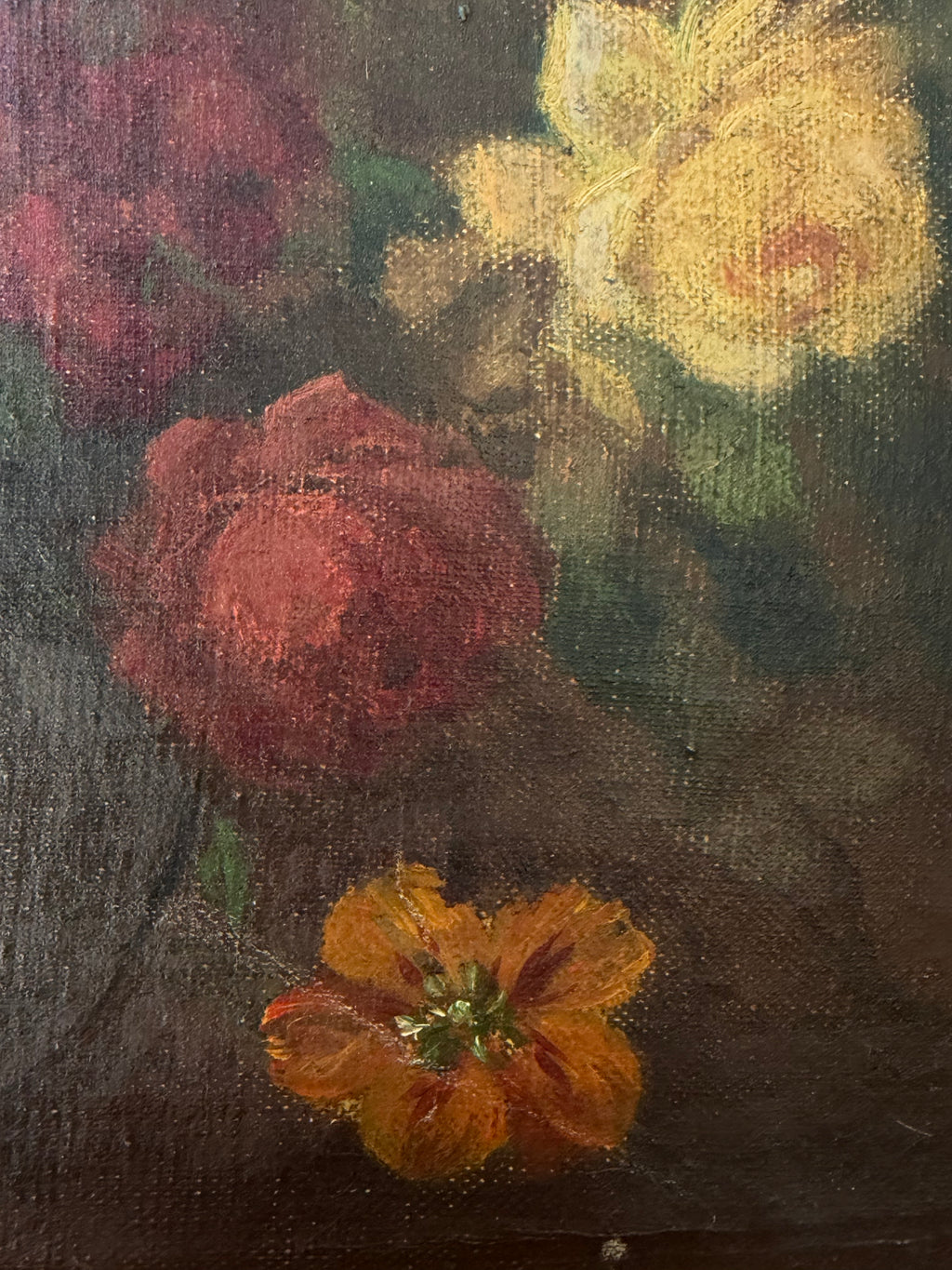 Victorian Still Life of Flowers, Oil on Canvas