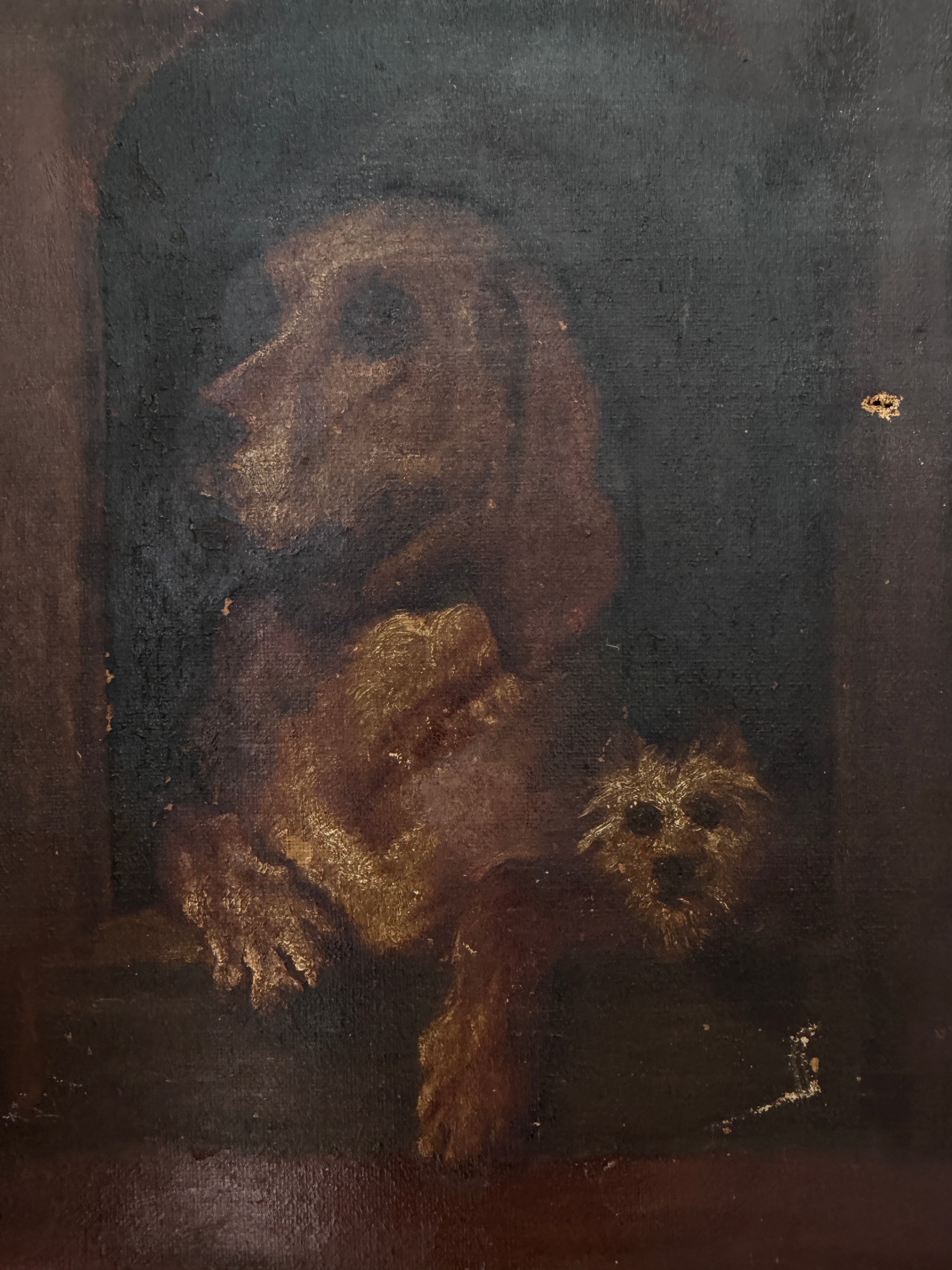 Victorian Oil Painting of Dogs