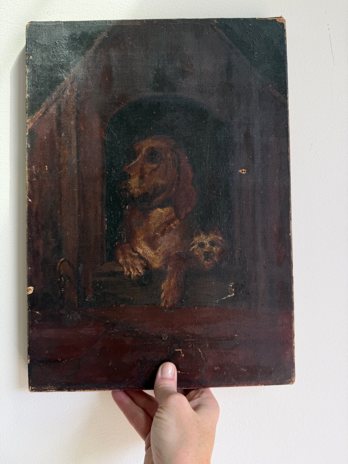 Victorian Oil Painting of Dogs