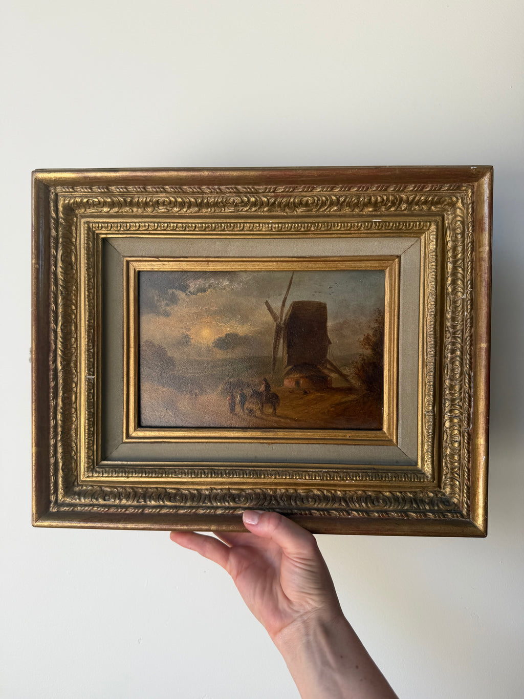 19th Century European Oil Painting of Windmill