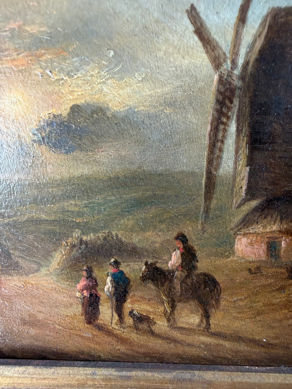 19th Century European Oil Painting of Windmill