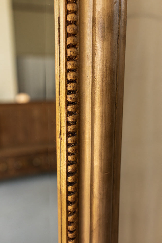 Large Vintage French Standing Mirror with Beveled Glass