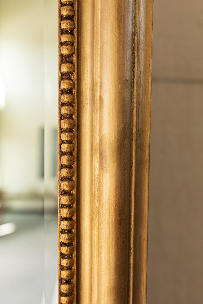 Large Vintage French Standing Mirror with Beveled Glass