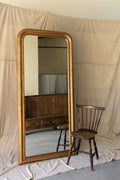 Large Vintage French Standing Mirror with Beveled Glass