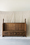 Antique English Settle Bench with Hymnal Drawers