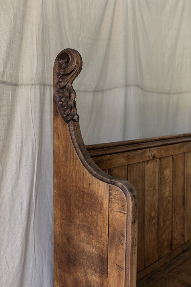 Antique English Settle Bench with Hymnal Drawers