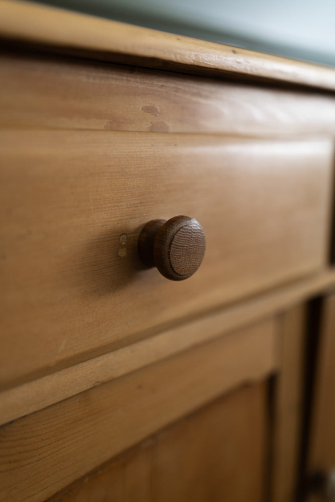 Small English Pine Sideboard with Cupboard & Drawers