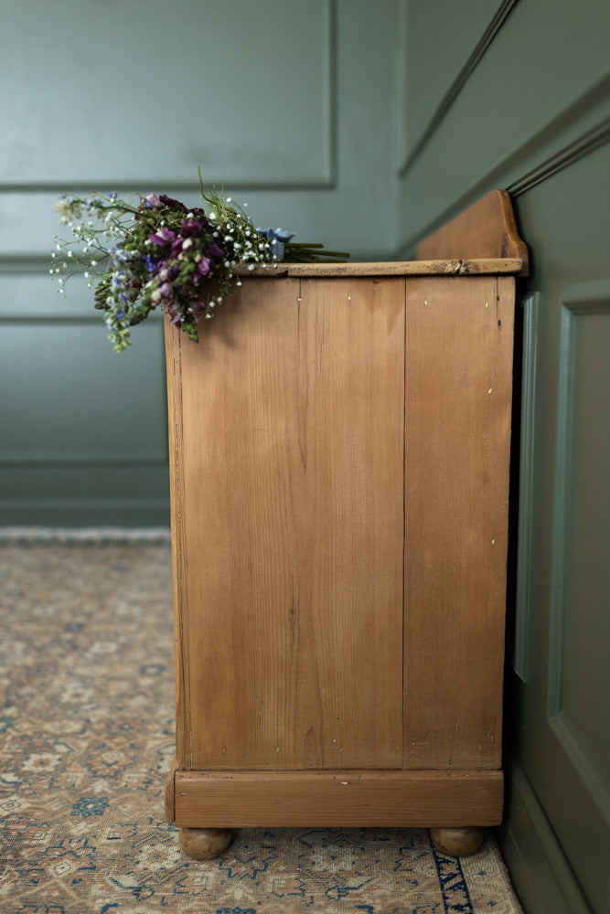 Small English Pine Sideboard with Cupboard & Drawers