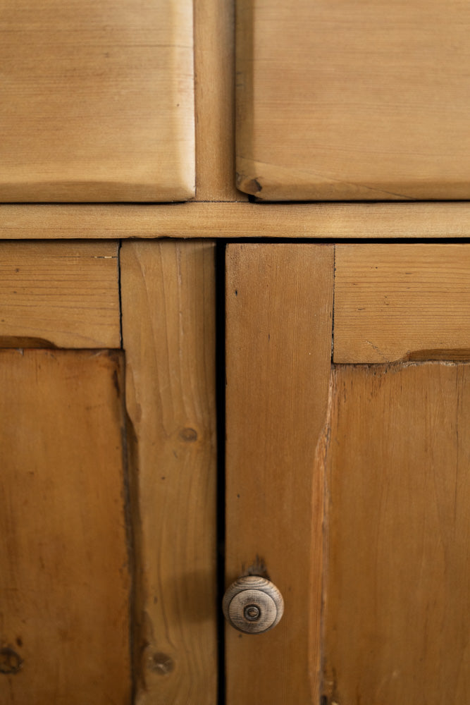 Small English Pine Sideboard with Cupboard & Drawers
