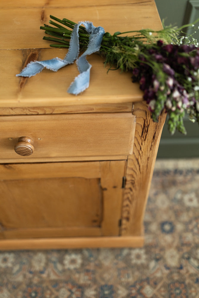 Small English Pine Sideboard with Cupboard & Drawers