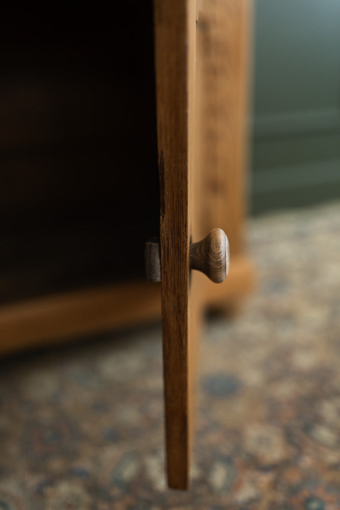 Small English Pine Sideboard with Cupboard & Drawers