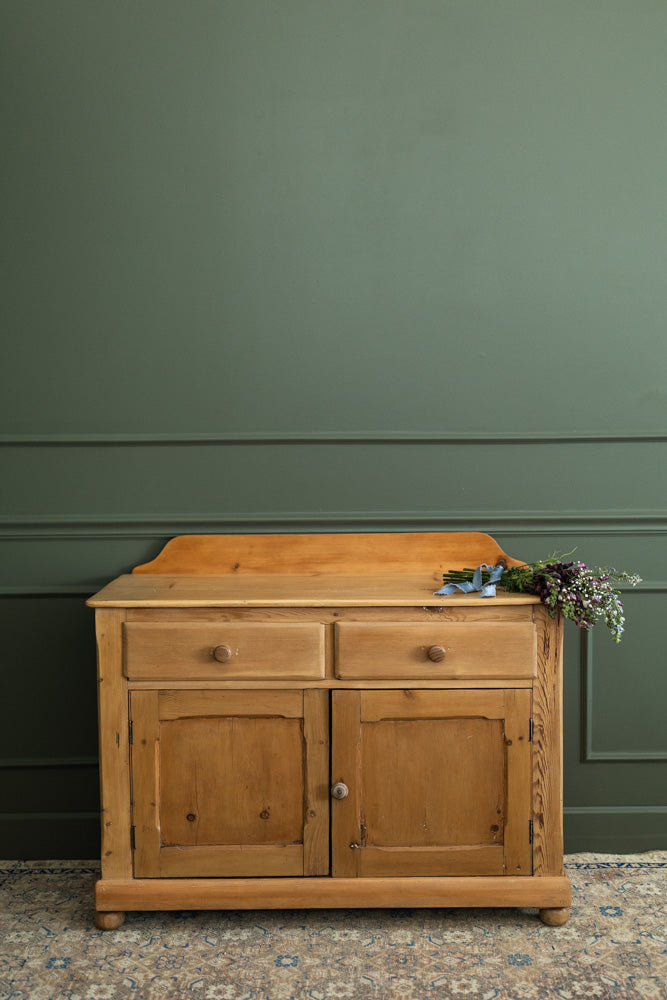 Small English Pine Sideboard with Cupboard & Drawers