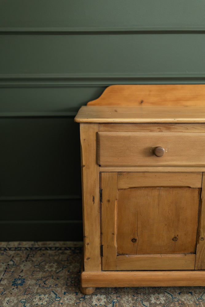 Small English Pine Sideboard with Cupboard & Drawers