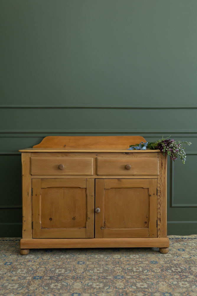 Small English Pine Sideboard with Cupboard & Drawers